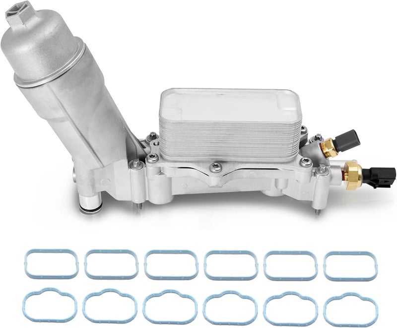 TEMSONE 926-959 Upgrade Full Aluminum Engine Oil Filter Housing Oil Cooler Kit with Gaskets & Sensors Compatible with 2017-2018 Chrysler 200/300 Dodge Charger Avenger Journey Wrangler Ram Promaster 3.2 3.6 V6 - Image 1